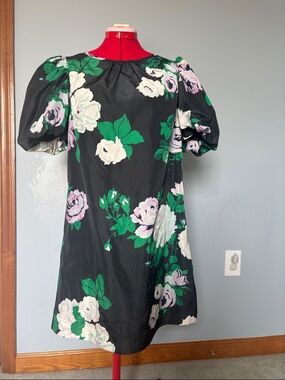 Vineyard Vines Black Mini Dress with Green & White Floral Print